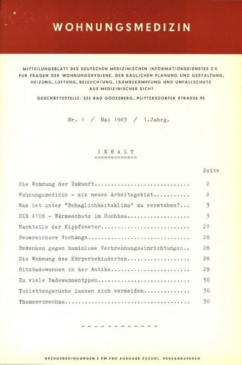 Wohnungsmedizin - das erste Heft von 1963